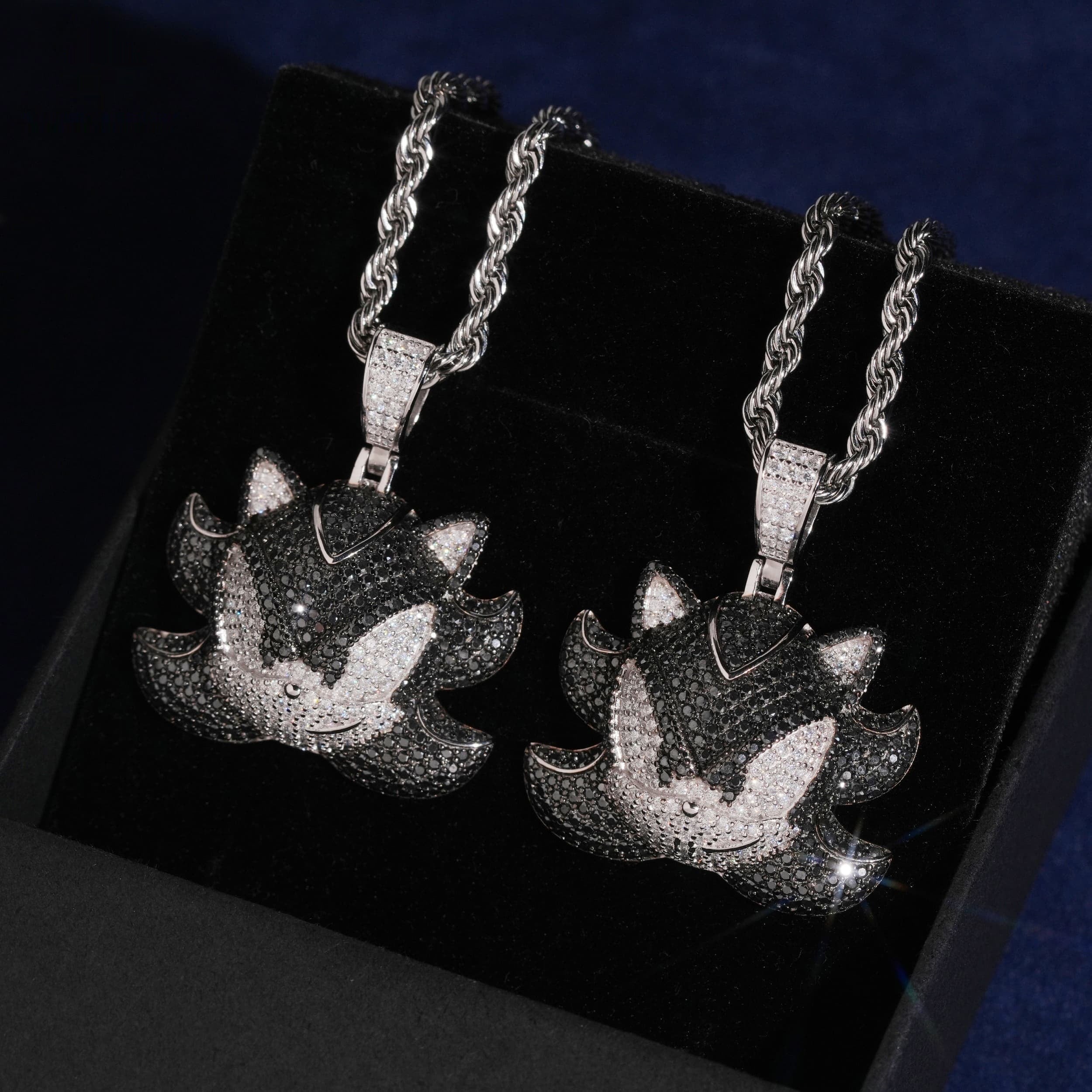Fox Face Pendant — Moissanite, 925 Silver
