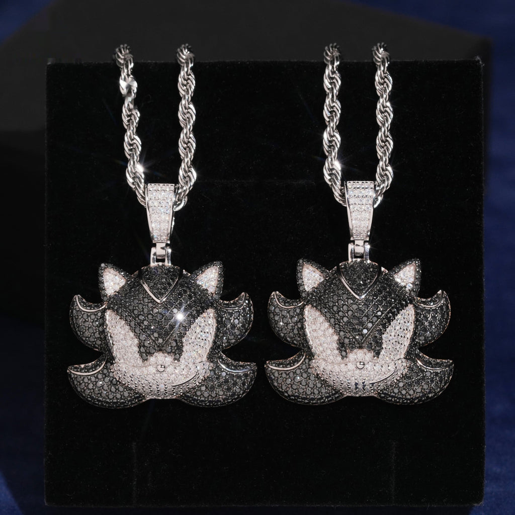 Fox Face Pendant — Moissanite, 925 Silver