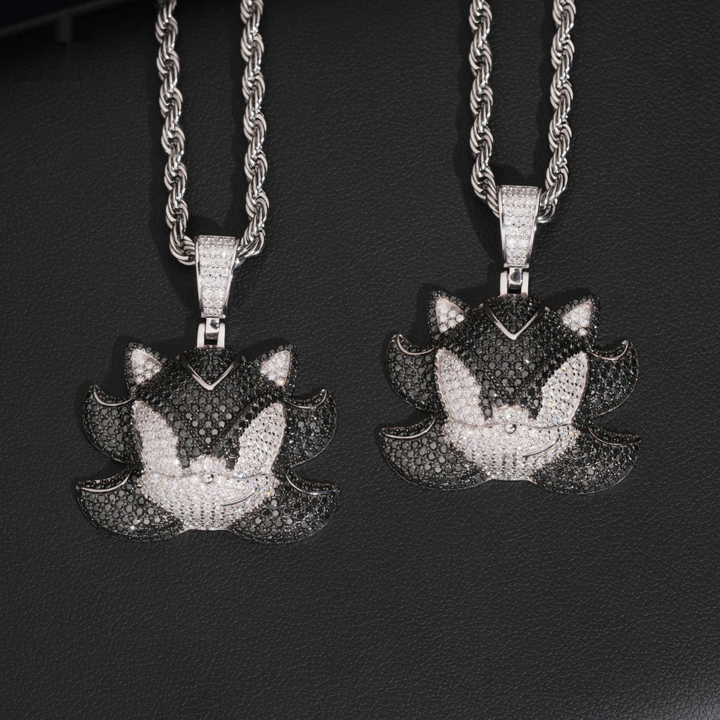 Fox Face Pendant — Moissanite, 925 Silver