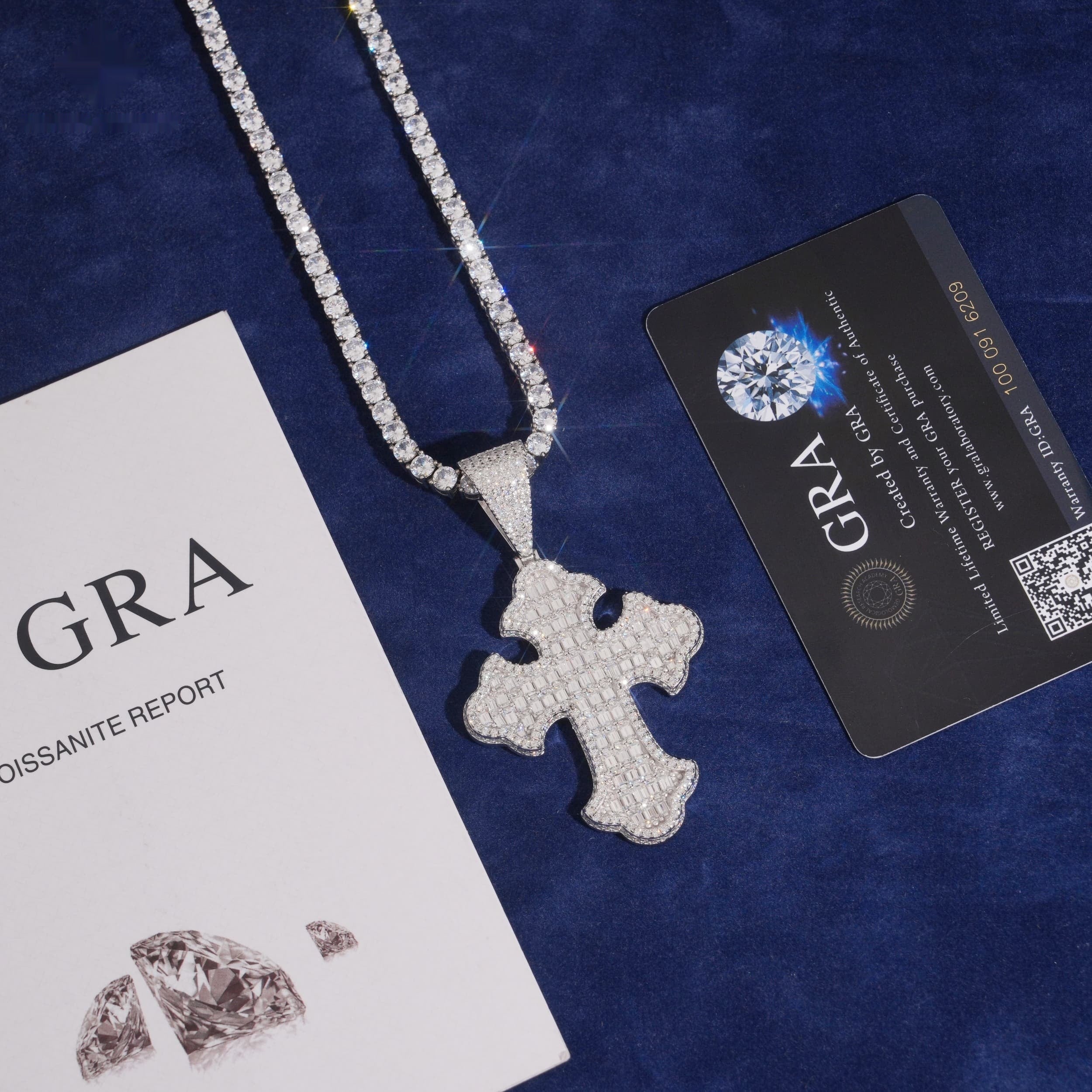 Gothic Cross Pendant — Moissanite, 925 Silver