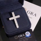 Halo Baguette Cross Pendant — Moissanite, 925 Silver