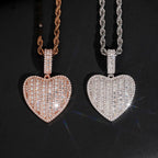 Puffed Heart Pendant — Moissanite, 925 Silver
