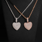 Puffed Heart Pendant — Moissanite, 925 Silver