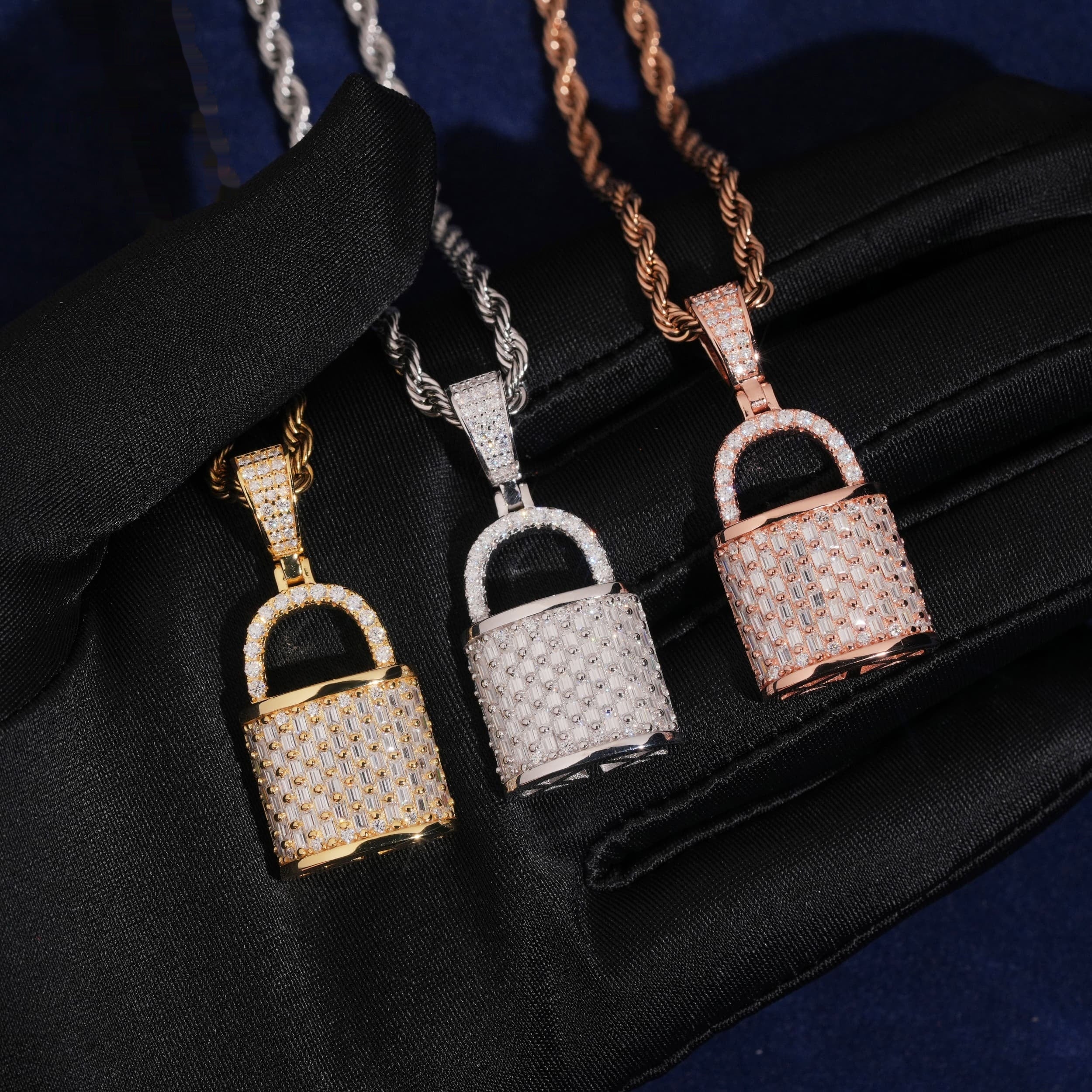 Padlock Pendant — Moissanite, 925 Silver