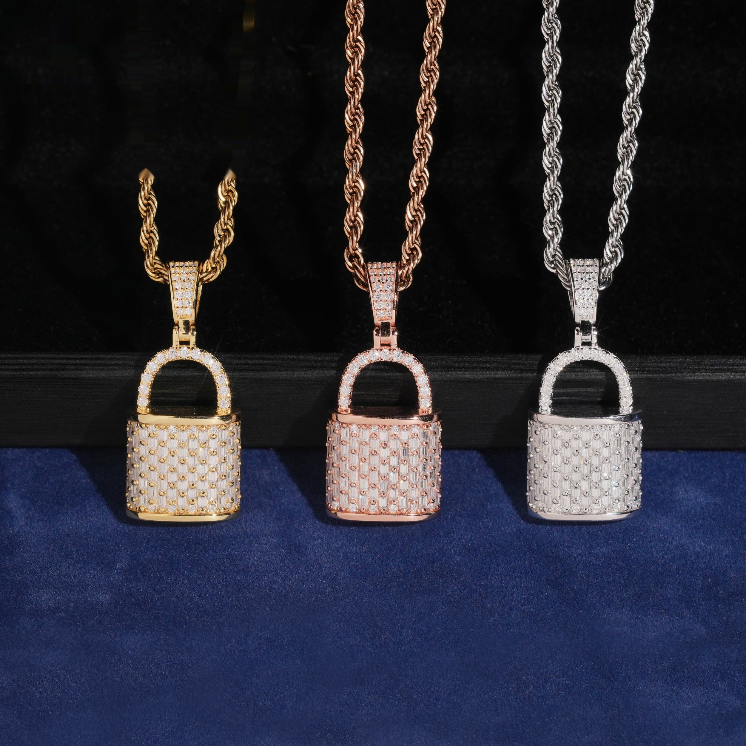 Padlock Pendant — Moissanite, 925 Silver