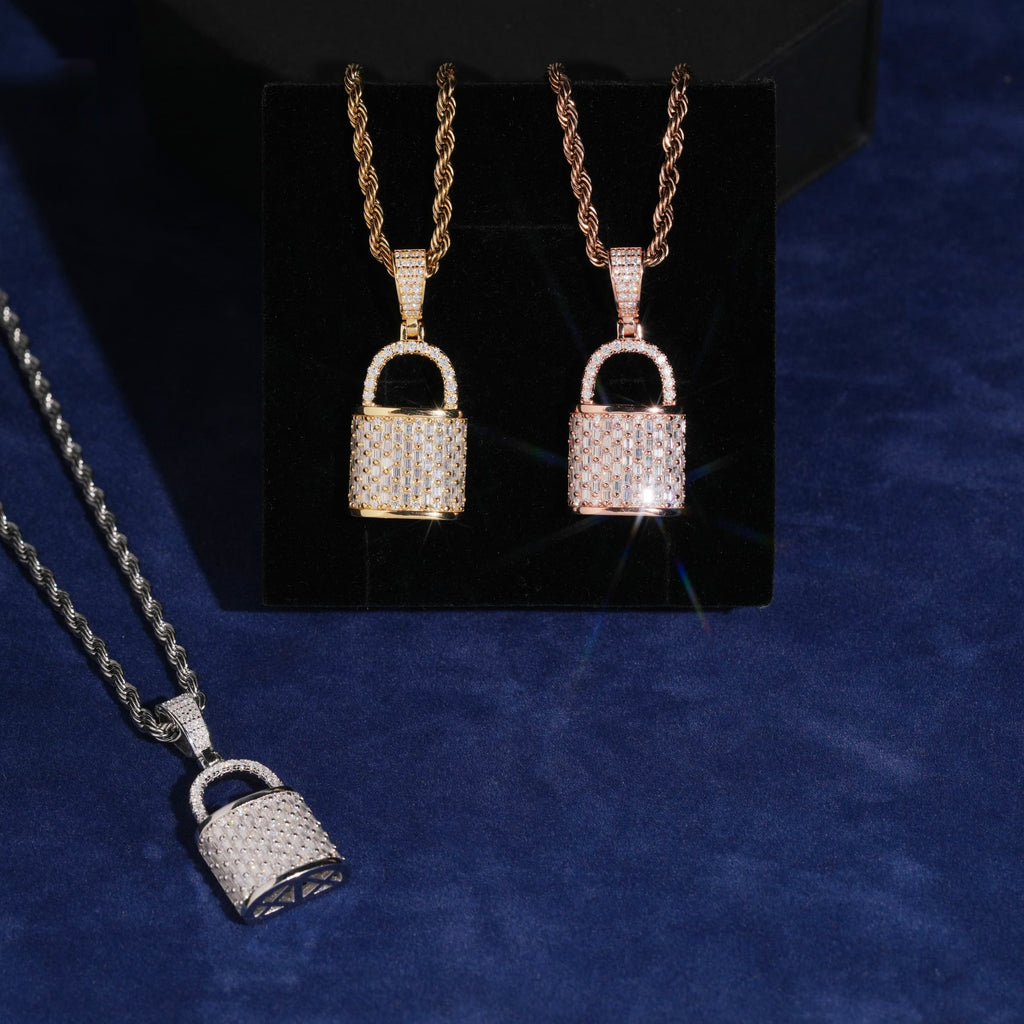 Padlock Pendant — Moissanite, 925 Silver