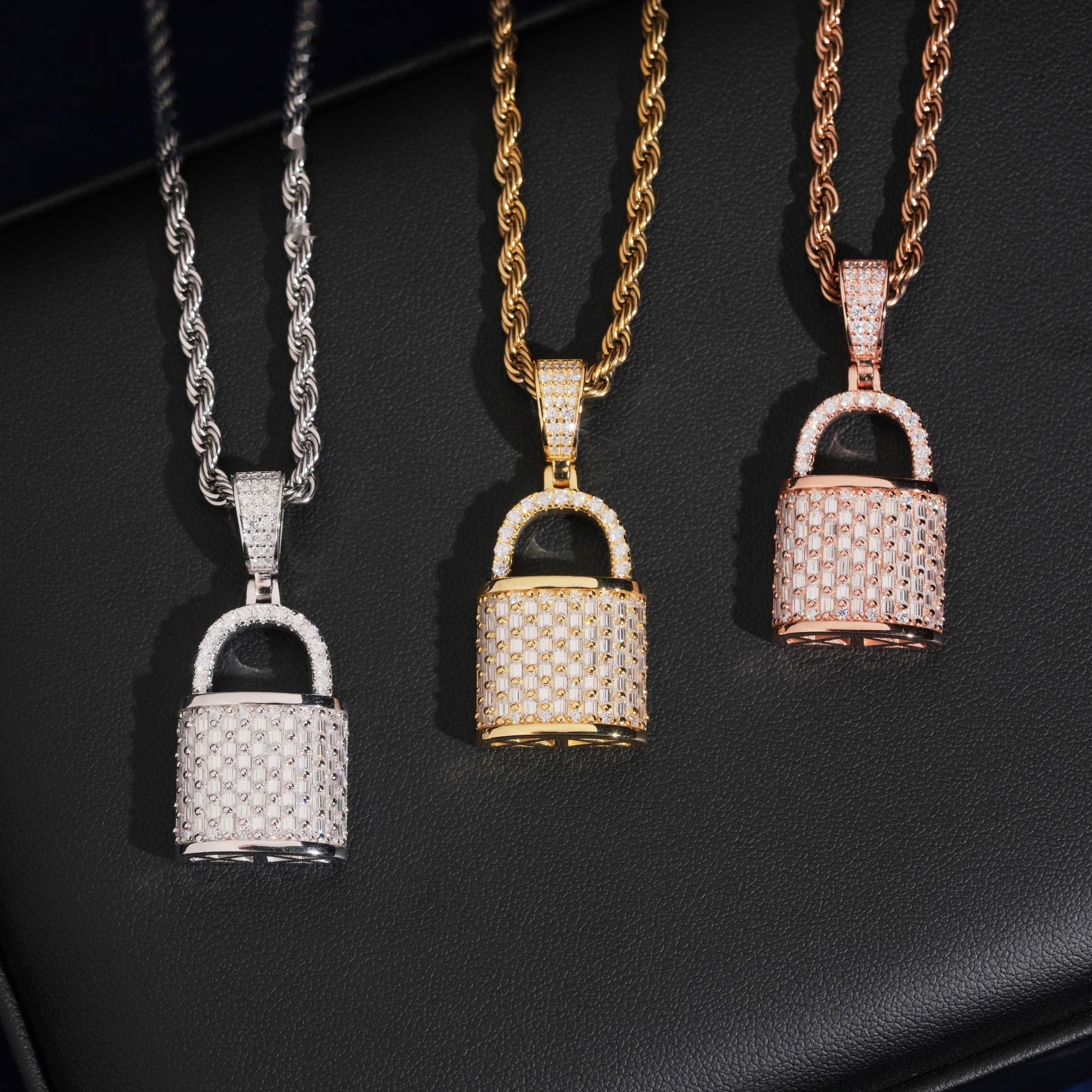Padlock Pendant — Moissanite, 925 Silver
