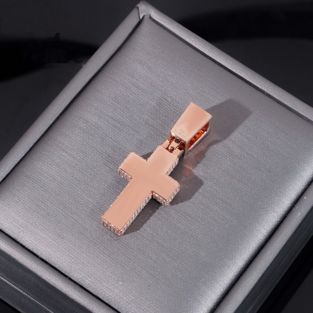 Mini Pavé Cross Pendant — Moissanite, 925 Silver