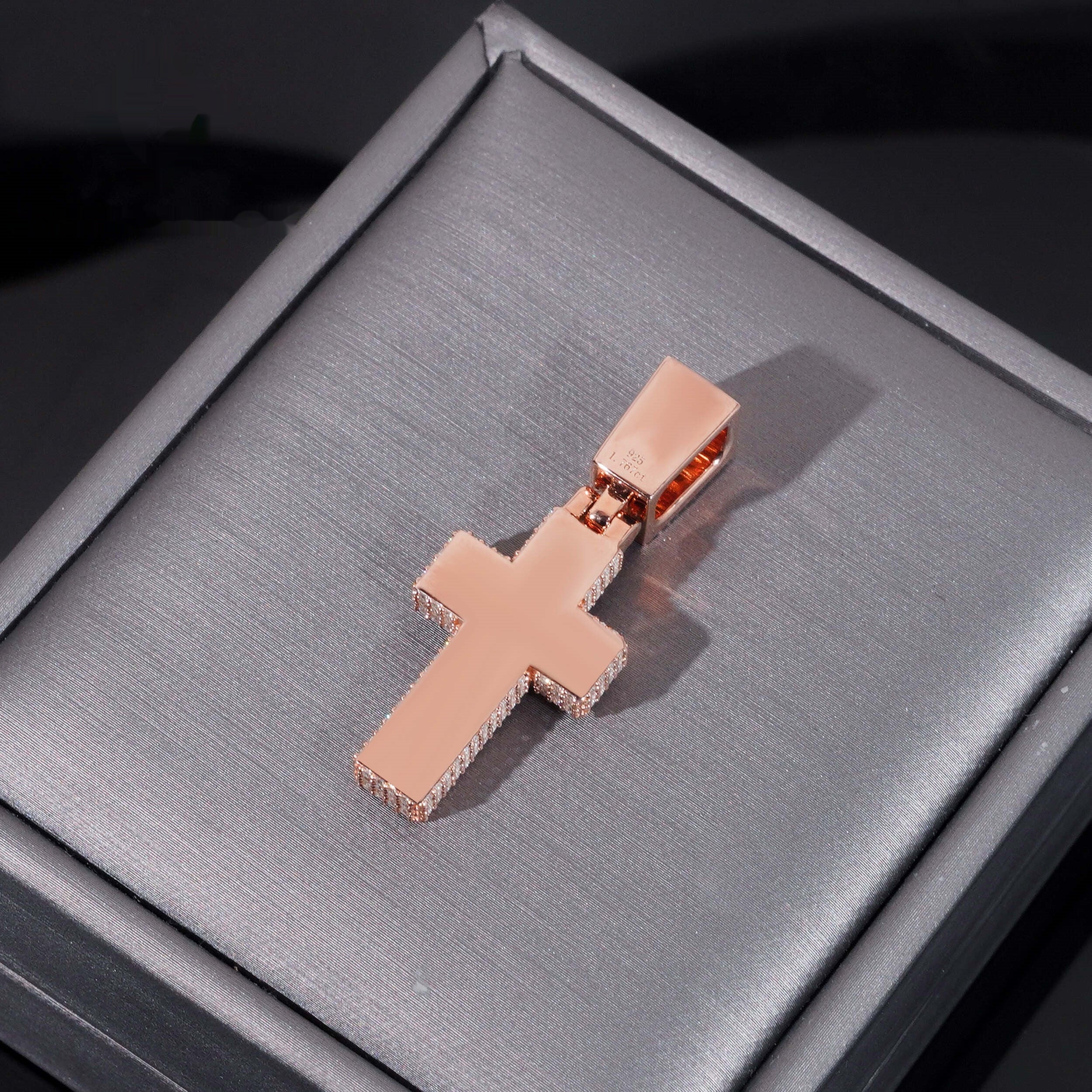 Mini Pavé Cross Pendant — Moissanite, 925 Silver