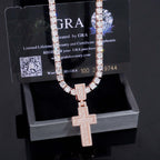 Mini Pavé Cross Pendant — Moissanite, 925 Silver