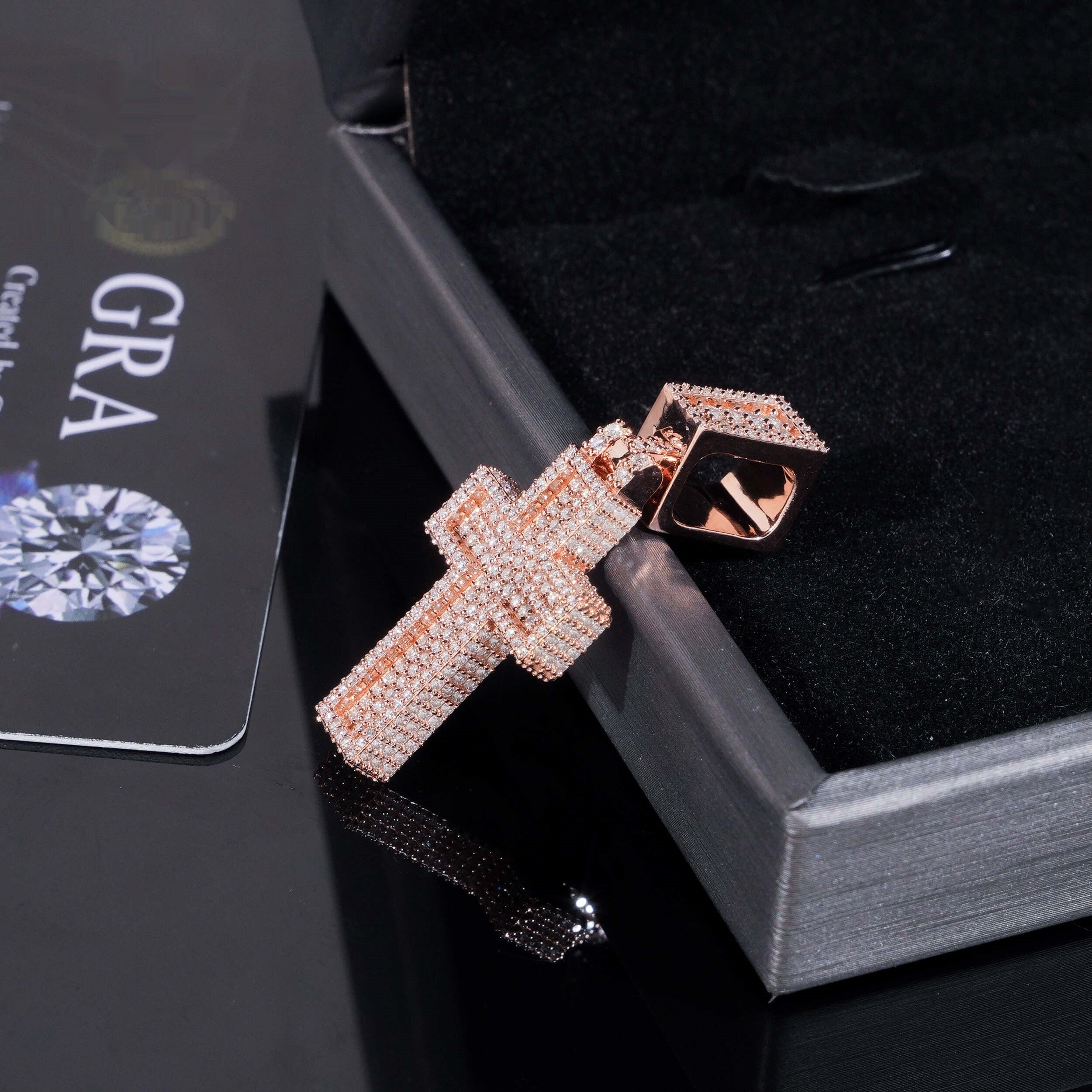 Mini Pavé Cross Pendant — Moissanite, 925 Silver