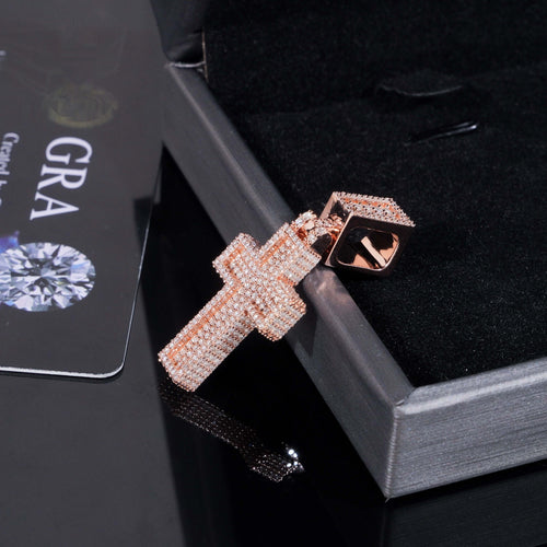 Mini Pavé Cross Pendant — Moissanite, 925 Silver