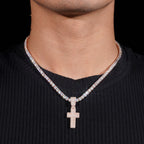 Mini Pavé Cross Pendant — Moissanite, 925 Silver