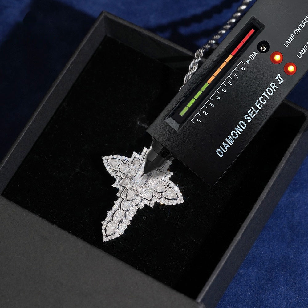 Marquise Cross Pendant — Moissanite, 925 Silver