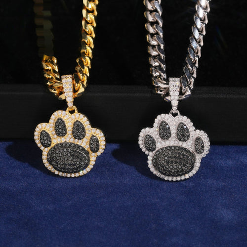 Paw Print Pendant — Moissanite, 925 Silver