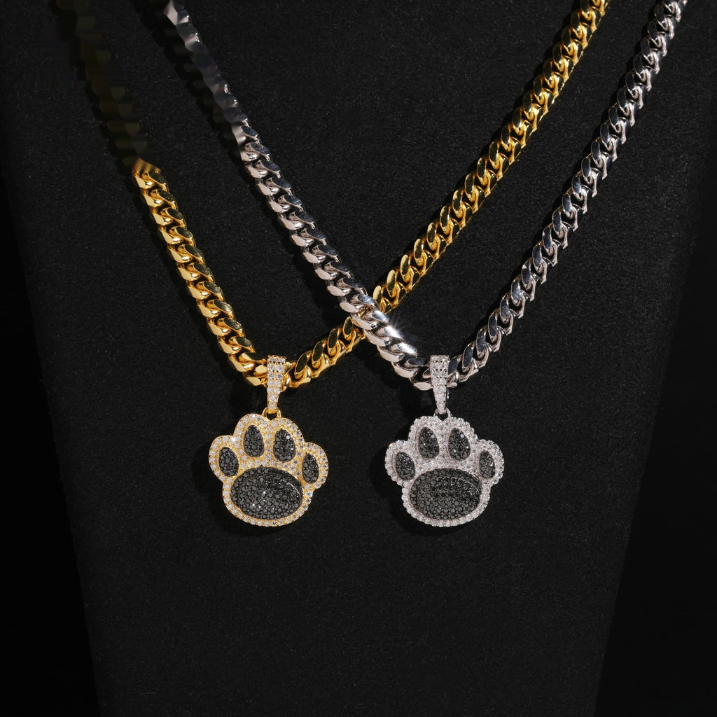 Paw Print Pendant — Moissanite, 925 Silver