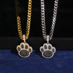 Paw Print Pendant — Moissanite, 925 Silver