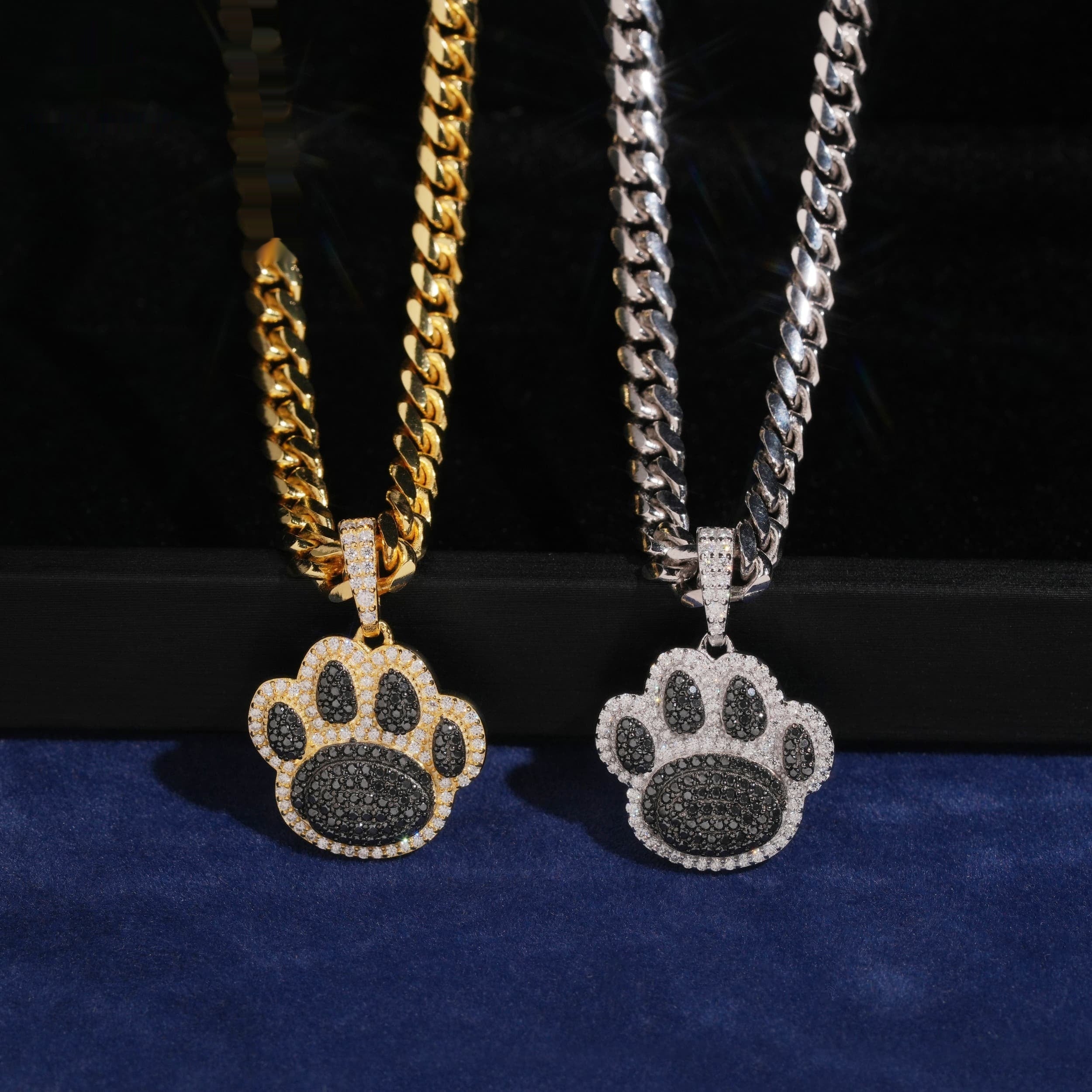 Paw Print Pendant — Moissanite, 925 Silver