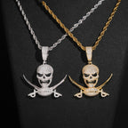 Pirate Skull Pendant — Moissanite, 925 Silver