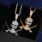 Pirate Skull Pendant — Moissanite, 925 Silver