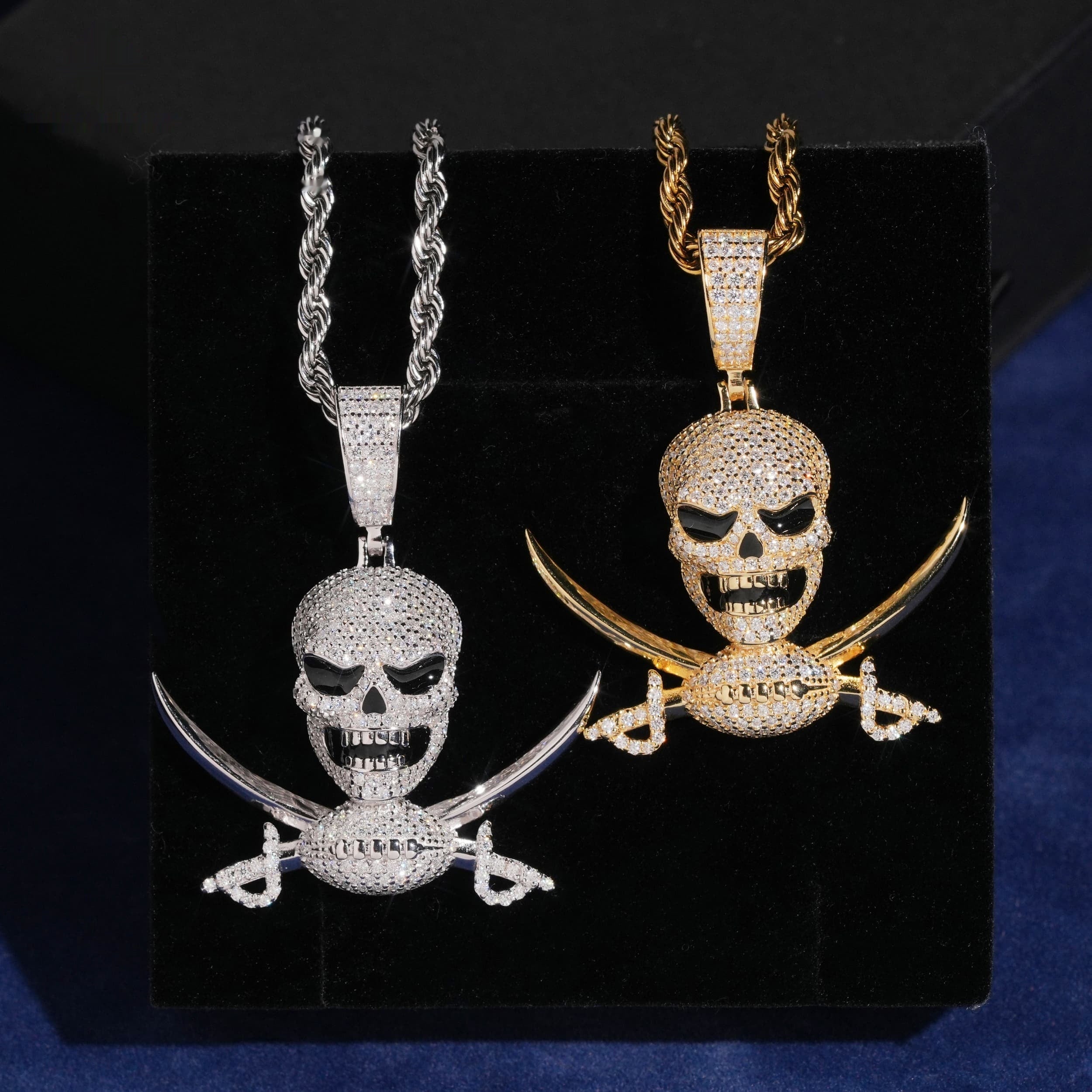Pirate Skull Pendant — Moissanite, 925 Silver
