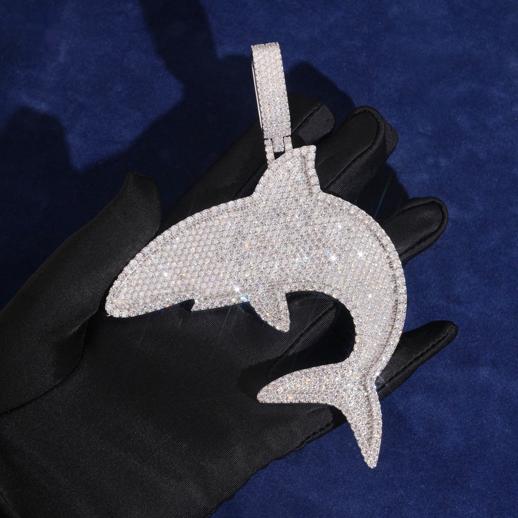 Shark Pendant — Moissanite, 925 Silver