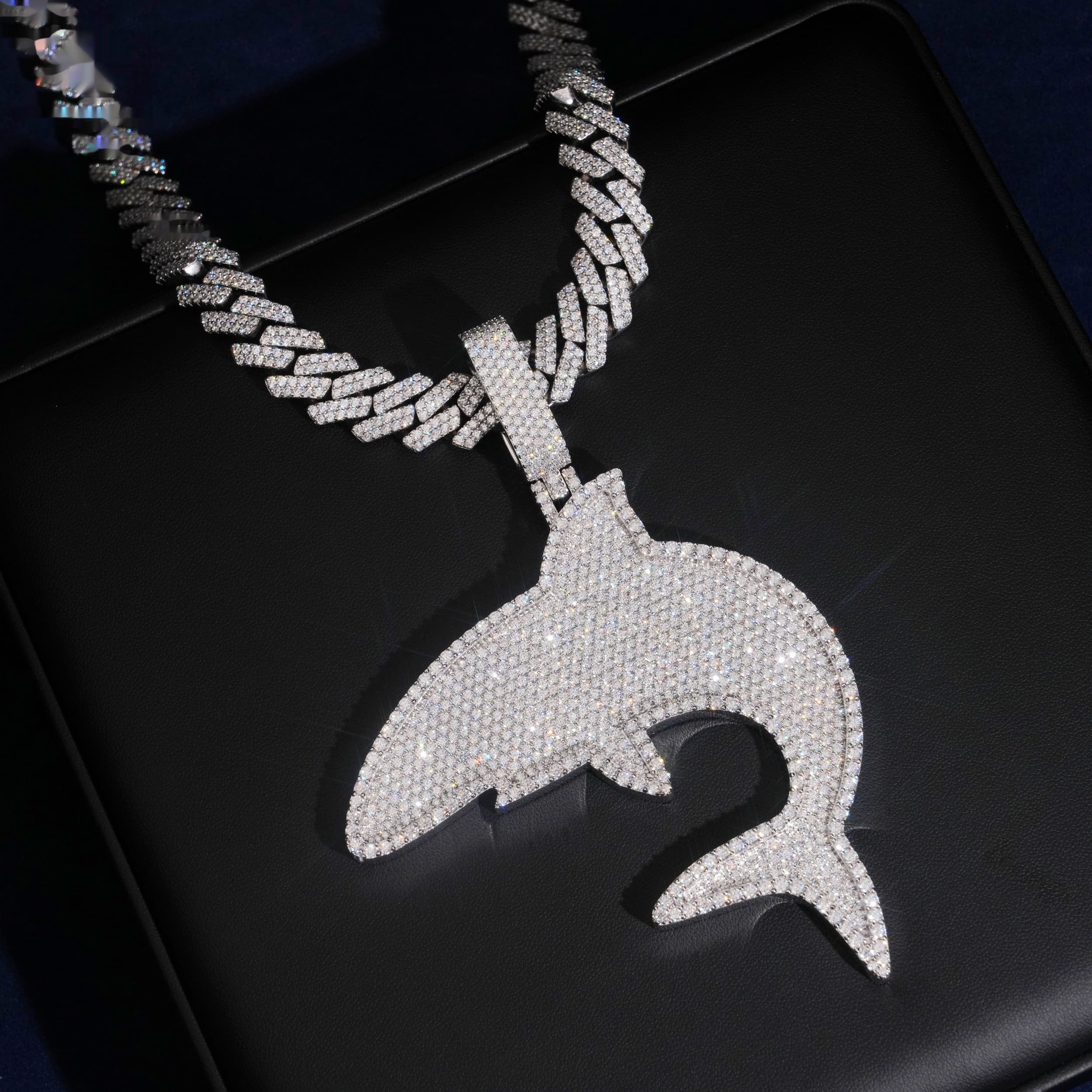 Shark Pendant — Moissanite, 925 Silver