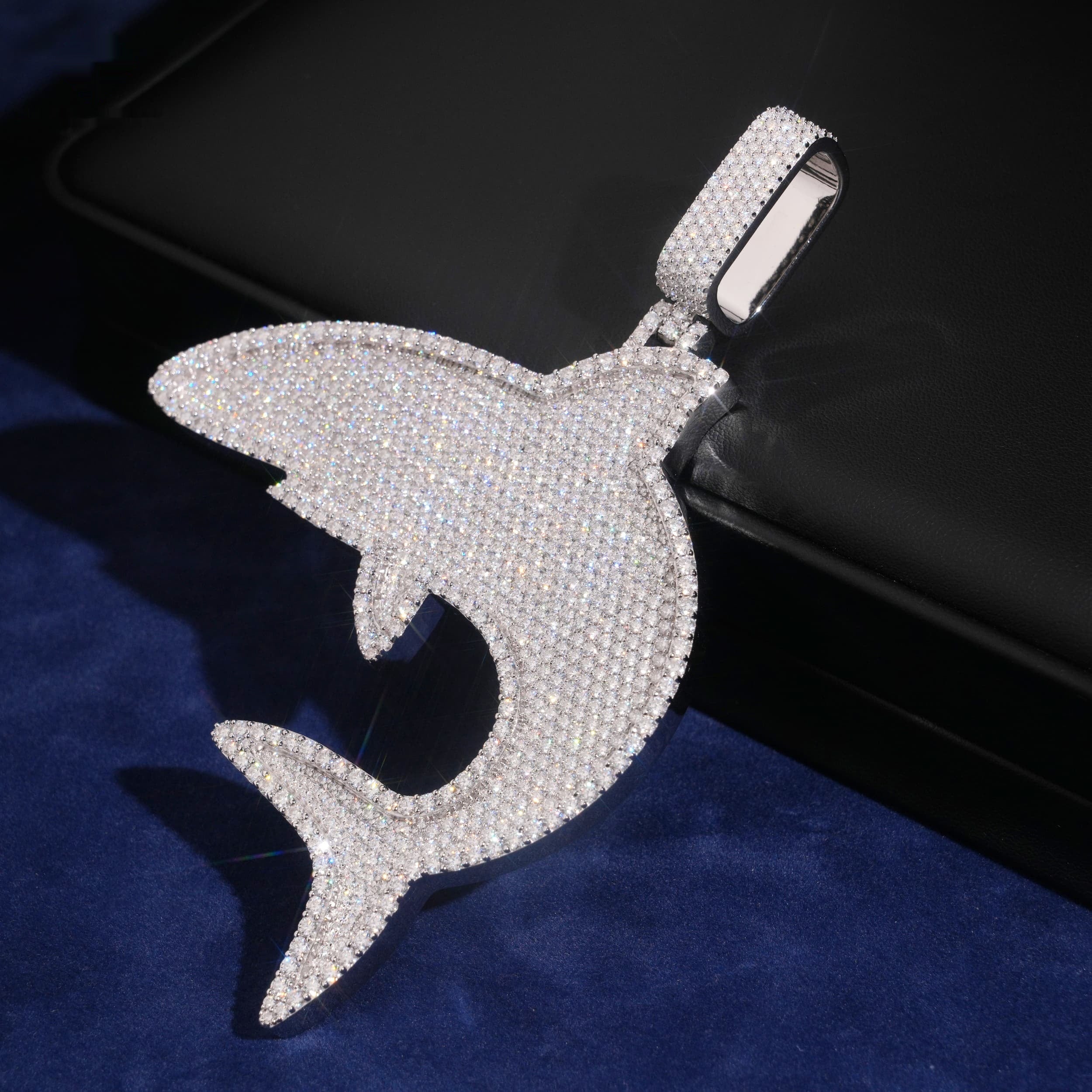 Shark Pendant — Moissanite, 925 Silver