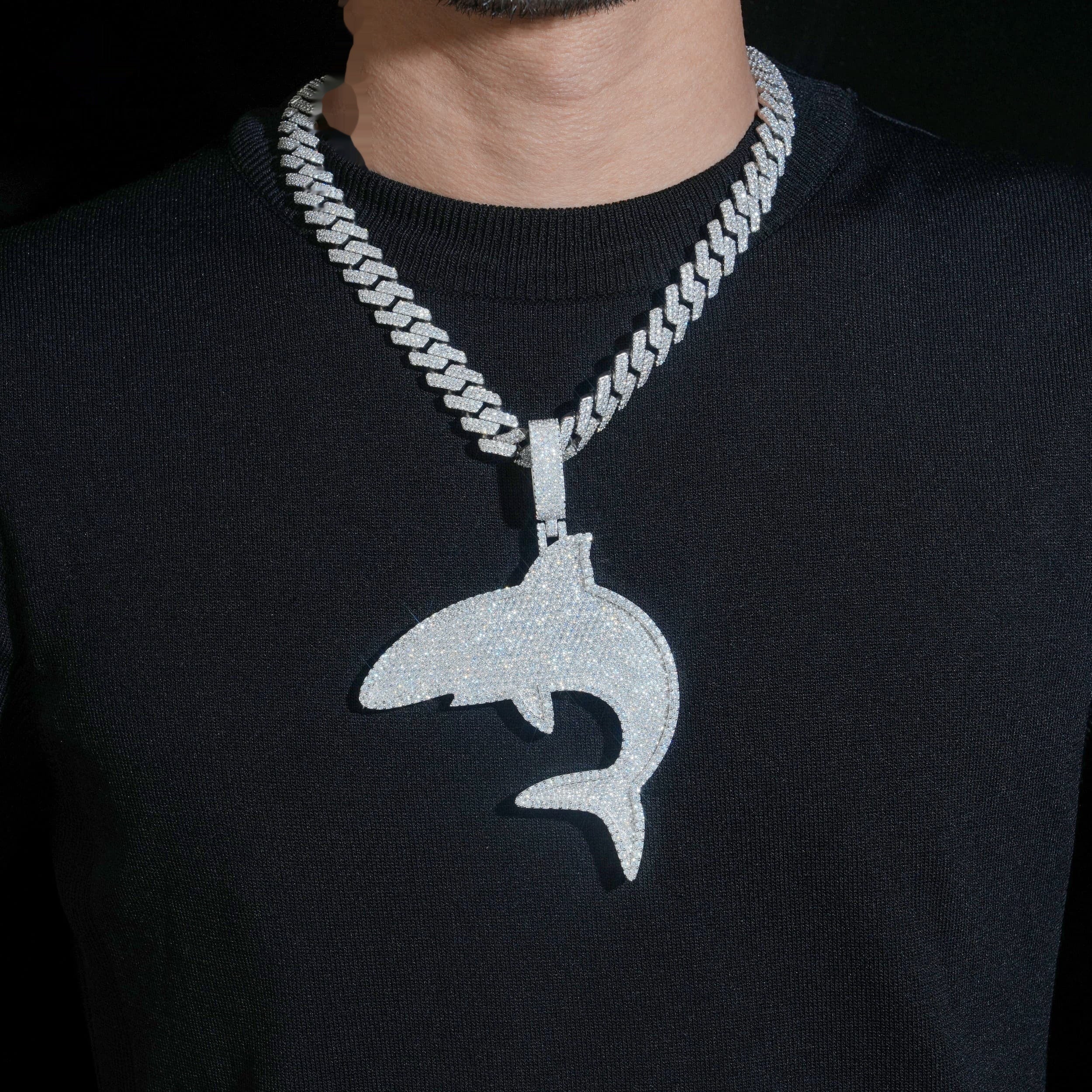Shark Pendant — Moissanite, 925 Silver