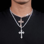 Spiked Cross Pendant — Moissanite, 925 Silver