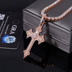 Spiked Cross Pendant — Moissanite, 925 Silver