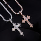 Spiked Cross Pendant — Moissanite, 925 Silver