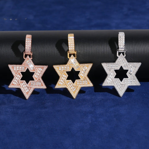 Star of David Pendant — Moissanite, 925 Silver