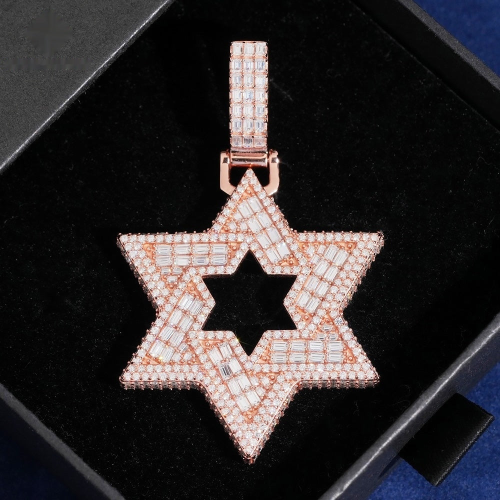 Star of David Pendant — Moissanite, 925 Silver