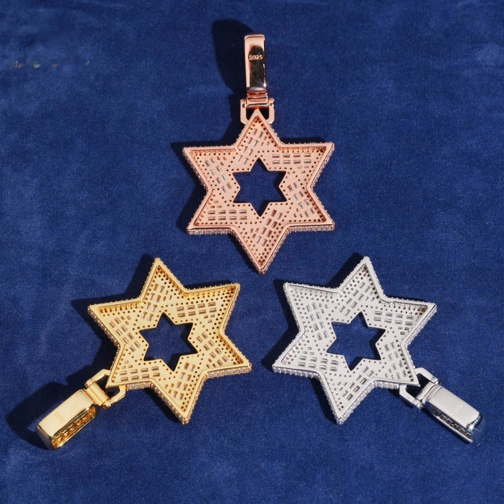Star of David Pendant — Moissanite, 925 Silver