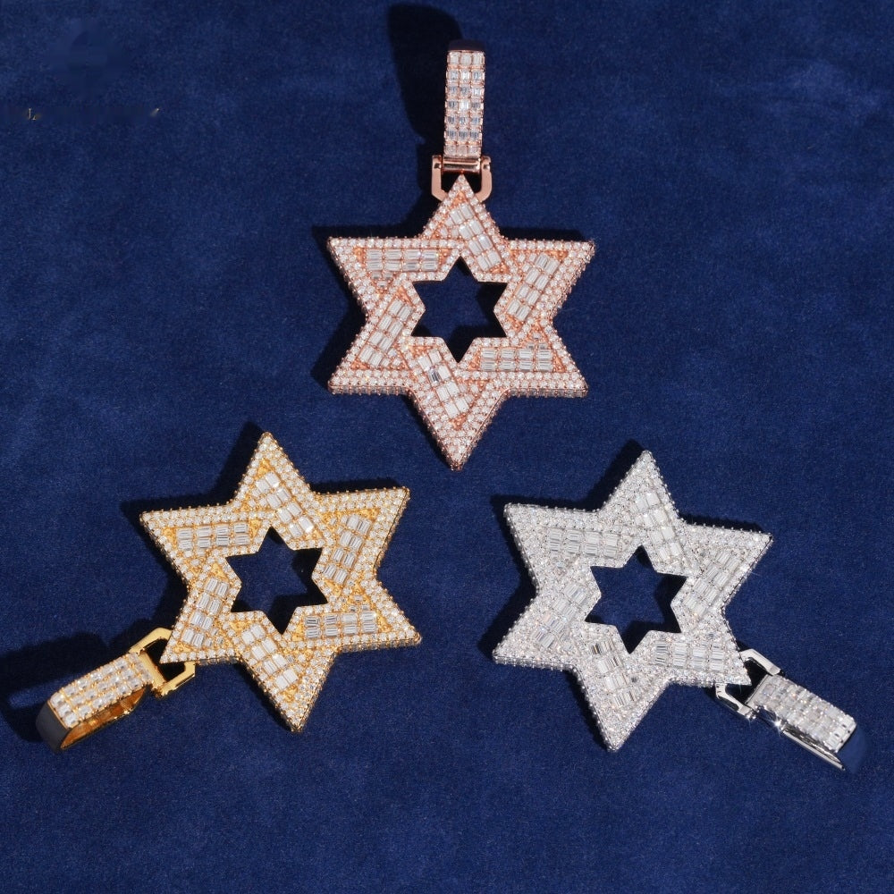 Star of David Pendant — Moissanite, 925 Silver