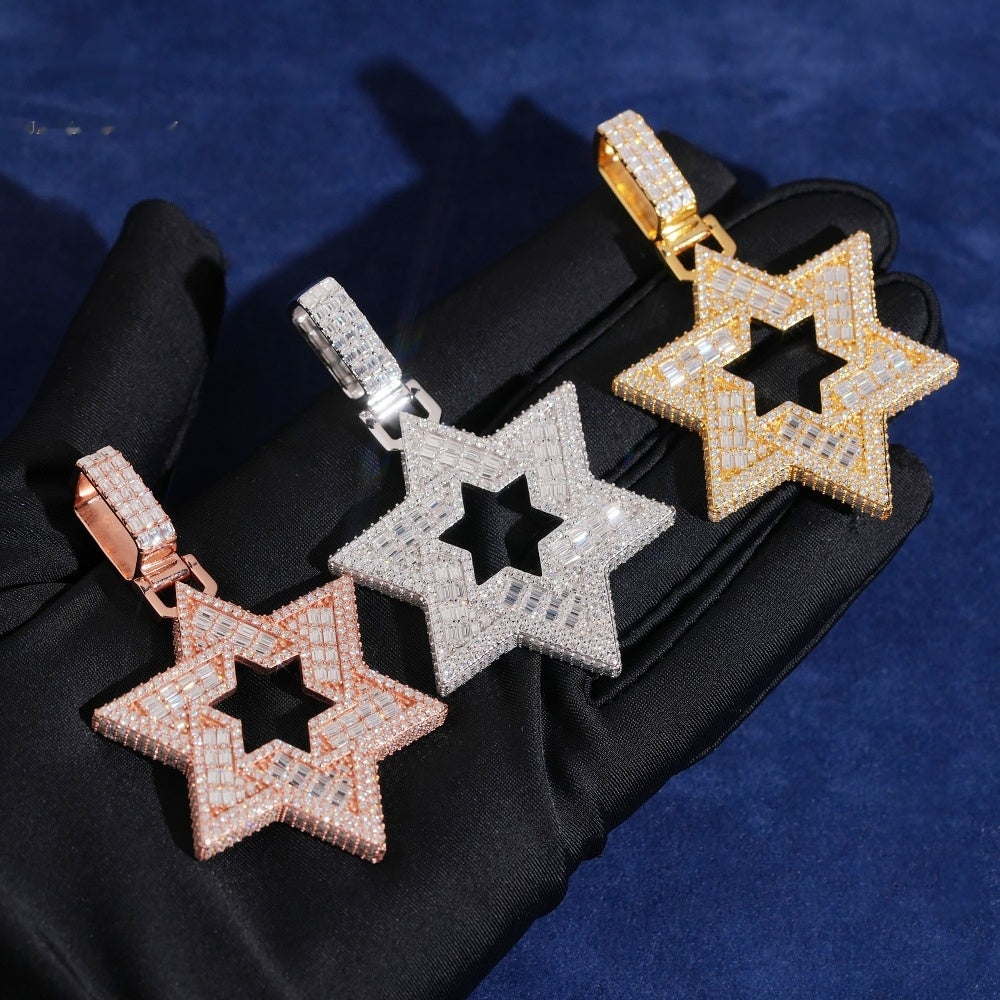 Star of David Pendant — Moissanite, 925 Silver