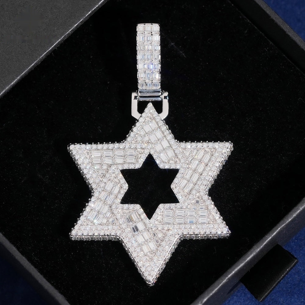 Star of David Pendant — Moissanite, 925 Silver