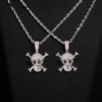 Straw Hat Skull Pendant — Moissanite, 925 Silver