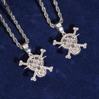Straw Hat Skull Pendant — Moissanite, 925 Silver