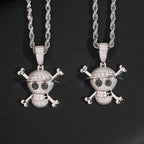 Straw Hat Skull Pendant — Moissanite, 925 Silver