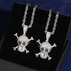 Straw Hat Skull Pendant — Moissanite, 925 Silver