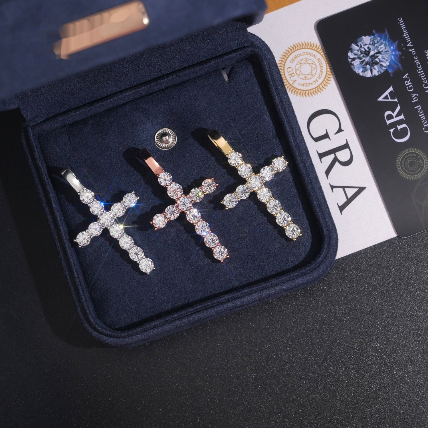Tennis Cross Pendant — Moissanite, 925 Silver