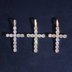 Tennis Cross Pendant — Moissanite, 925 Silver