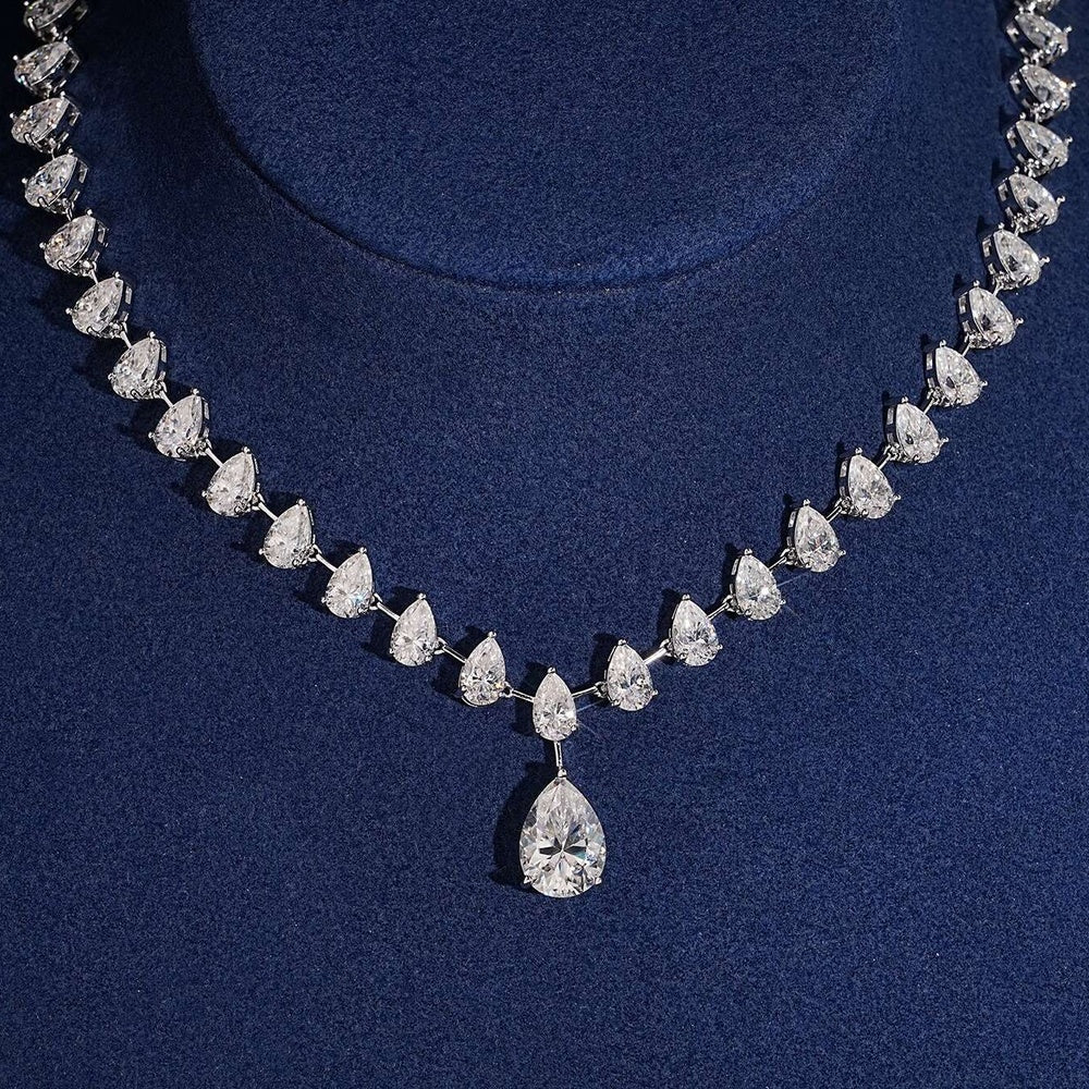 Pear Drop Necklace — Moissanite, 925 Silver
