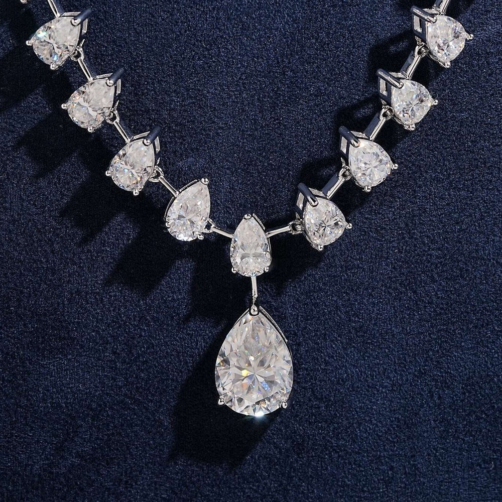 Pear Drop Necklace — Moissanite, 925 Silver