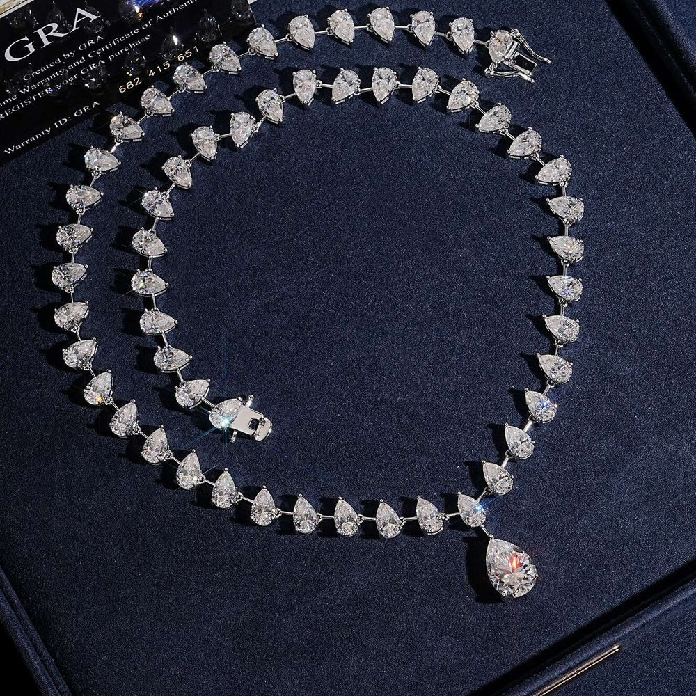 Pear Drop Necklace — Moissanite, 925 Silver
