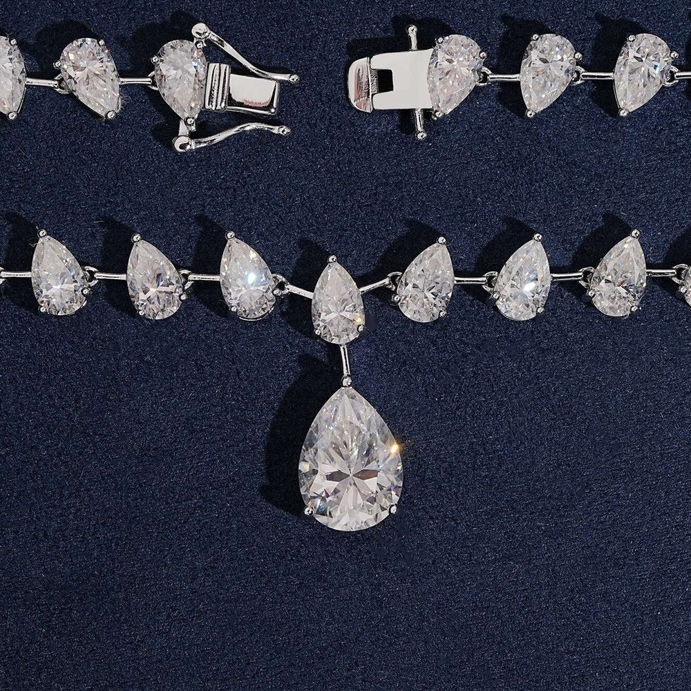 Pear Drop Necklace — Moissanite, 925 Silver
