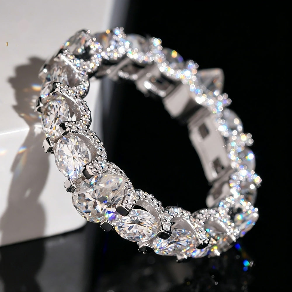 Pear & Round Eternity Ring — Moissanite, 925 Silver