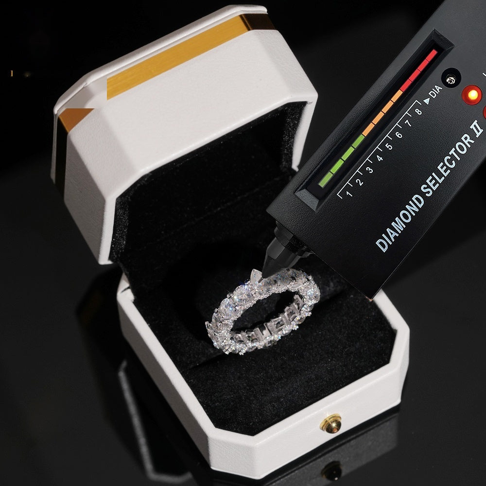 Pear & Round Eternity Ring — Moissanite, 925 Silver